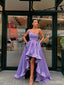 Simple Purple A-line High Low One Shoulder Cheap Prom Dresses Online,12666