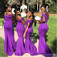 Simple Purple Mermaid Off Shoulder Cheap Long Bridesmaid Dresses,WG1596