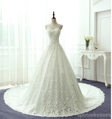 Sans bretelles A Line Lace Sweet Heart Robes de mariée de mariage, Robes de mariée sur mesure, Robes de mariée de mariage abordables, WD236