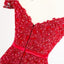 Κόκκινο Σέξι Γοργόνα Ώμο Δαντέλα διακοσμημένα με Χάντρες Φορέματα Prom Βραδιού, Δημοφιλές Κόμμα με Χάντρες Φόρεμα Prom, Συνήθεια Μακριά Φορέματα Prom, Φτηνές Επίσημα Φορέματα Prom, 17154