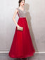 Red V V-Ausschnitt Perlen Günstige Lange Abend Prom Kleider, Günstige Custom Sweet 16 Kleider, 18523