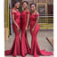 Correas rojas sirena larga única dama de honor barata atractiva se visten en línea, WG576