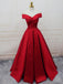 Απλό Κόκκινο Από τον Ώμο Μια γραμμή Μακρύ Έθιμο Φορέματα Prom Βραδιού, 17418
