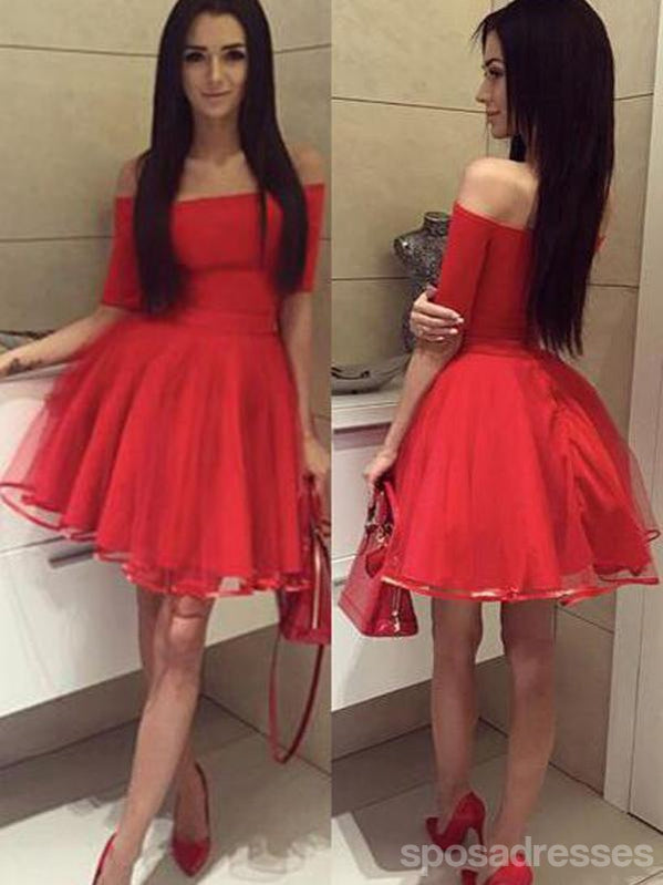 Κοντά μανίκια ώμου Κόκκινο κοντό φθηνά φορέματα επιστροφής Online, CM567