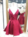 Κομψό απλό κόκκινο λαιμό V Φτηνά κοντά φορέματα επιστροφής στο διαδίκτυο, CM596