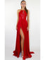 Vestidos de fiesta de noche rojos de sirena con abertura lateral sin espalda sexy, vestidos de encargo baratos de Sweet 16, 18494