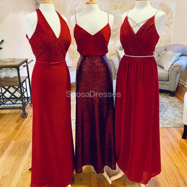 Incompatíveis Vermelho Longos Vestidos de Dama de honra Online, Baratos Vestidos das Damas de honra, WG712