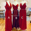 Αταίριαστα κόκκινα μακριά φορέματα παράνυμφων on-line, φτηνά φορέματα παράνυμφων, WG712
