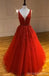 Col en V A-ligne dentelle pas cher longues robes de bal de soirée, pas cher personnalisé Sweet 16 robes, 18534