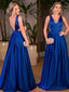 Βασιλικό Μπλε Φόρεμα V-Λαιμός Μια γραμμή Μακρύ Έθιμο Φορέματα Prom Βραδιού, 17433