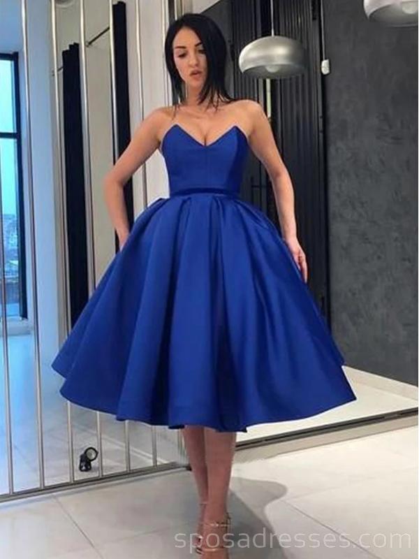 Strapless Blue Simple Φτηνές Φορέματα Homecoming Online, Φτηνές Κοντές Φορέματα Prom, CM754