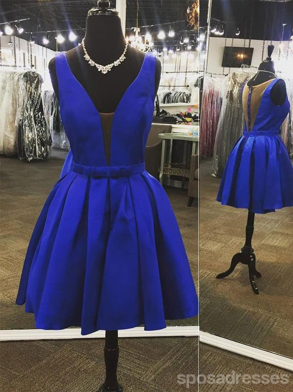 Ακριβό Χαριτωμένο Γάντι Ρόγιαλ Μπλου Σορτ Απλό Homecoming Dresses 2018, CM464