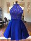 Βασιλικό Μπλε Halter Φθηνά Σύντομη Φορέματα Homecoming σε απευθείας Σύνδεση, CM530