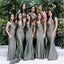 Mismatched Sage Green Mermaid Cheap Long Bridesmaid Dresses Online,WG1318