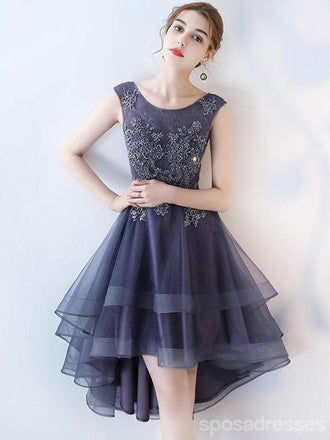 Φθηνά φορέματα Ruffle Scoop Navy Lace Cute Homecoming 2018, CM469