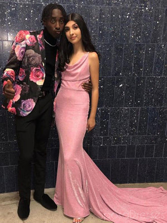 Mermaid Spaghetti Straps Sleeveless Prom Dresses, Sweet 16 Prom Dresses, 12423