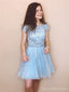 Κοντά μανίκια μπλε πούλιες Φτηνές φτηνές κοντινές φόρμες Homecoming σε απευθείας σύνδεση, φθηνές κοντές φούστες Prom, CM831