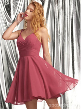V Neck Dusty Pink Tulle Beaded Κοντά Homecoming Φορέματα Online, Φθηνά Κοντά Φορέματα Prom, CM845