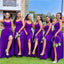 Purple Mermaid Straps Side Slit Cheap Long Bridesmaid Dresses Online,WG1187