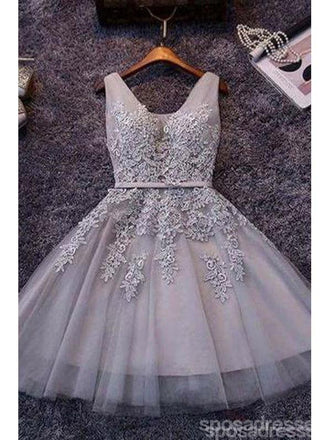 V Neck Dusty Pink Tulle Beaded Κοντά Homecoming Φορέματα Online, Φθηνά Κοντά Φορέματα Prom, CM845