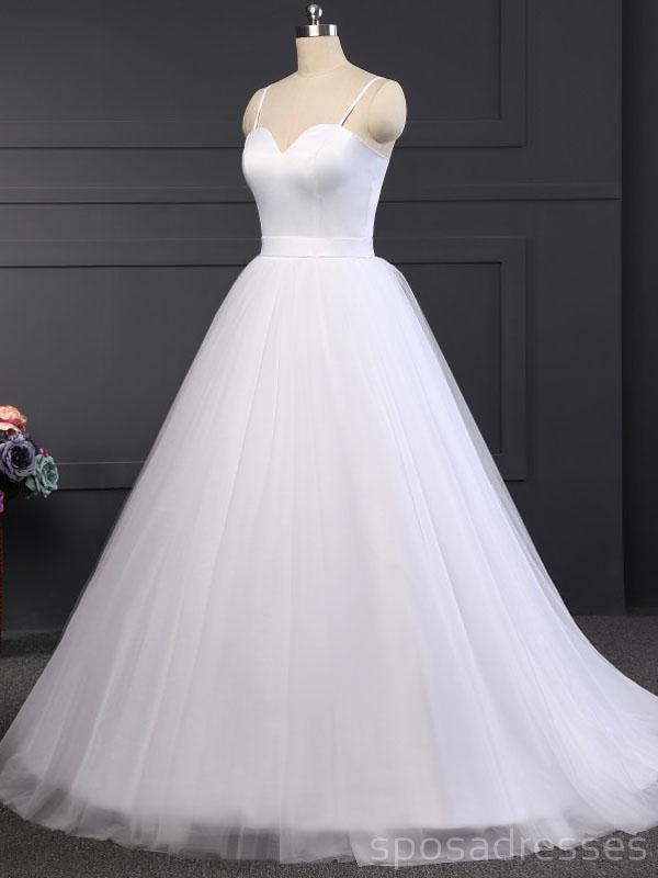 Spaghetti Straps White Cheap Wedding Dresses en ligne, Cheap Bridal Dresses, WD500