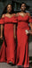 Spaghetti Straps Off the Shoulder Red V -neck Long Bridesmaid Dresses Gown Online, WG999