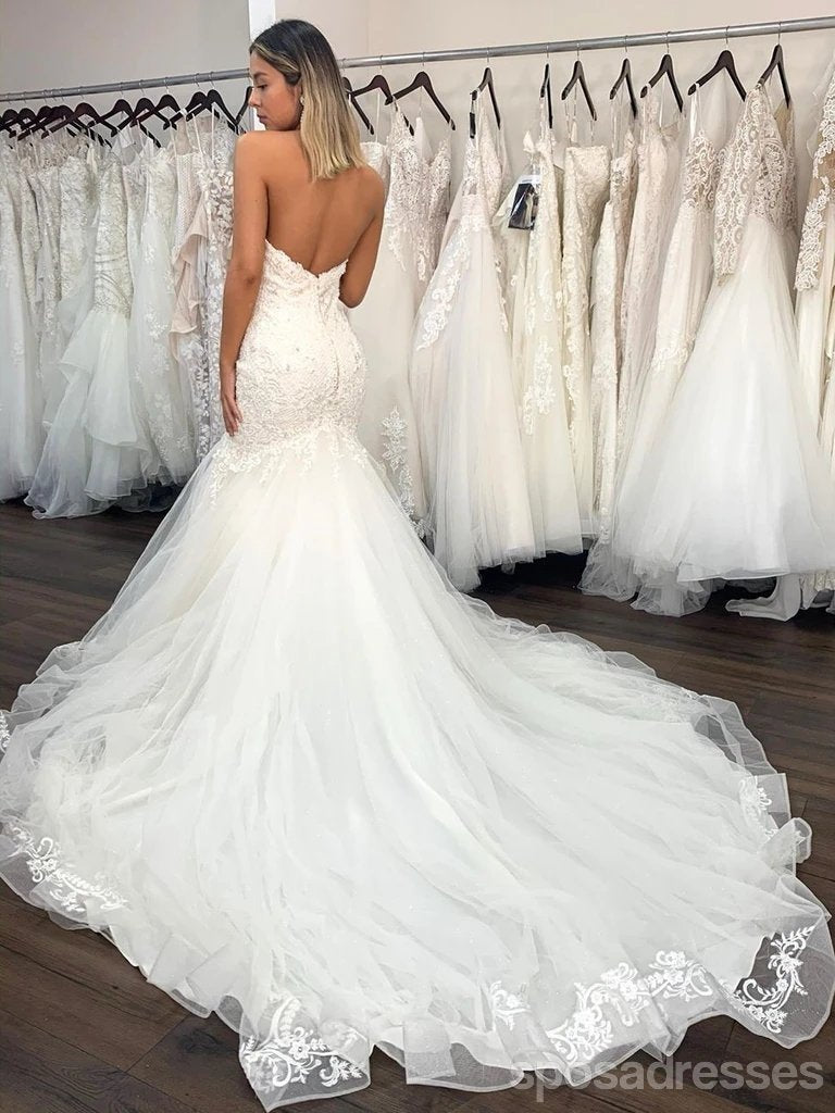 Vestidos de novia de la sirena de encaje en línea, vestidos de novia baratos, WD632
