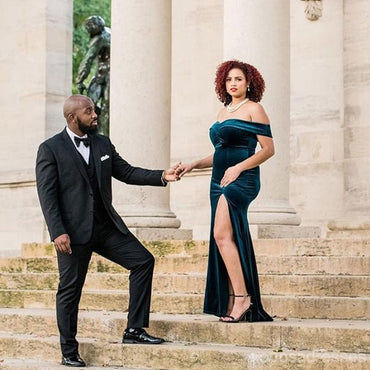 Teal Mermaid Off Shoulder Side Slit Cheap Long Bridesmaid Dresses,WG1560