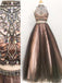 Ärmelloses High-Neck Long Eine Linie Prom Kleider , Zwei Stücke Prom Kleid, Tüll Abend-Abschlussball-Kleid, Bezauberndes Abendkleid,Party Kleider, Abend Kleider,PD0048