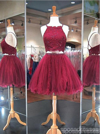 Sexy Burgundy δαντέλα με χάντρες φθηνά κοντό φόρεμα για το σπίτι σε απευθείας σύνδεση, CM595