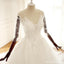 Vestidos de novia de novia de manga larga con cuello en V de encaje largo y barato, WD295