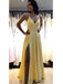 Απλή V Λαιμό Πλευρά Σχισμή Κίτρινο Μακρύ Βράδυ Φορέματα Prom, Βράδυ Πάρτι, Φορέματα Prom, 12141
